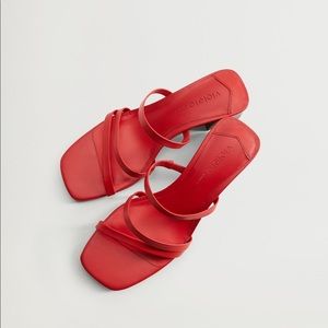 Violeta by Mango | Red Leather Strap Sandals